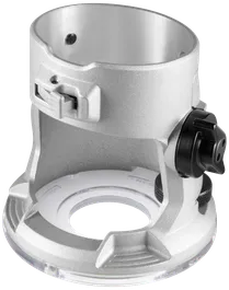 Base de fresadora Bosch con pomo negro y cuerpo plateado.