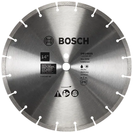 Disco de diamante con borde segmentado estándar para materiales blandos, 14"