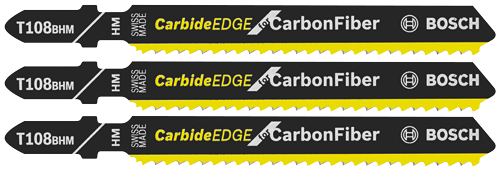 Hojas para sierra caladora con espiga en T con filo de carburo para fibra de carbono, 12 dientes por pulgada, 3-5/8"