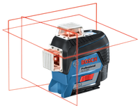 Nivel láser profesional Bosch GCL 2-50 C que proyecta líneas rojas.
