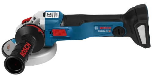 Bosch GWS18V-45C Amoladora angular HD con texto "MOTOR EC SIN ESCOBILLAS".