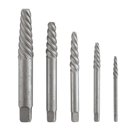 Juego de extractores de tornillos de acero de alto carbono con estriado en espiral, 5 piezas