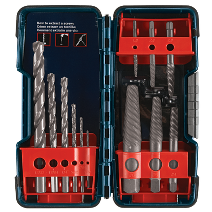 Juego de extractores de tornillos de acero de alto carbono con estriado en espiral, 12 piezas