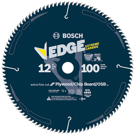 Hoja de sierra circular Edge para OSB/madera contrachapada/plástico, 100 dientes, 12"
