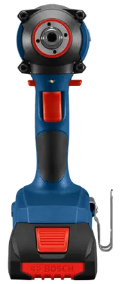 Herramienta eléctrica BOSCH, con cuerpo azul y negro, y un botón naranja. El nombre de la marca es visible.