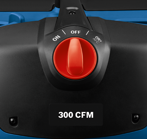Interruptor con posiciones "ON", "OFF" y "ON+AFC", con texto "300 CFM".