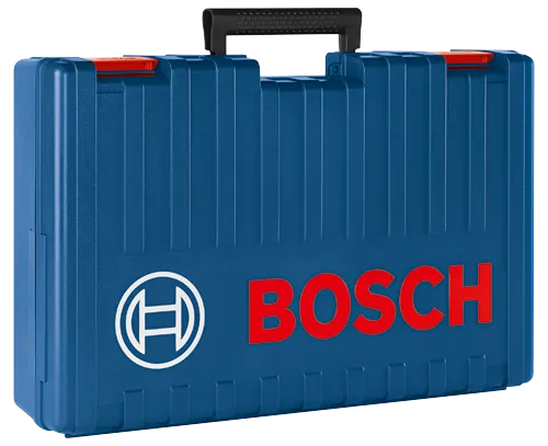 Caja azul Bosch con texto y logotipo "BOSCH" en rojo.