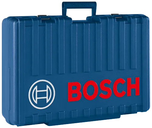 Caja azul con "BOSCH" en rojo y un logotipo blanco.
