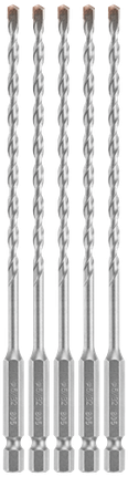 Brocas para mampostería para taladro de percusión, vástago hexagonal, 5/32" x 6", 5 piezas