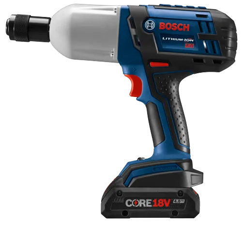 Llave de impacto Bosch de 18V con batería de litio-ion CORE18V de 4.0 Ah.
