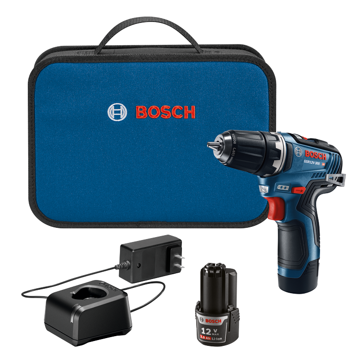 Bosch GSR12V-300 HD taladro, con maletín, cargador y batería de 12 V 2.0 Ah Li-Ion.