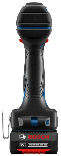 Taladro atornillador a batería Bosch con la marca "BOSCH" visible e indicador de batería.