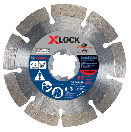 Hoja de diamante Premium con borde segmentado X-LOCK, de 4-1/2"