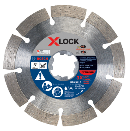 Hoja de diamante Premium con borde segmentado X-LOCK, de 5"