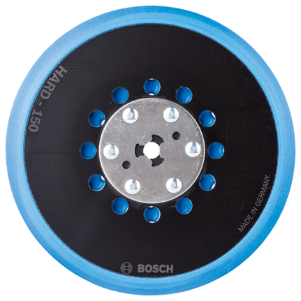 Almohadilla lijadora dura con varias perforaciones y sistema de fijación con ganchos y bucles de 6"