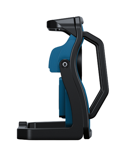 Bastidor de soporte negro y azul con asa.