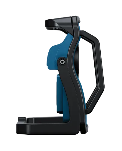 Bastidor de soporte negro y azul con asa.