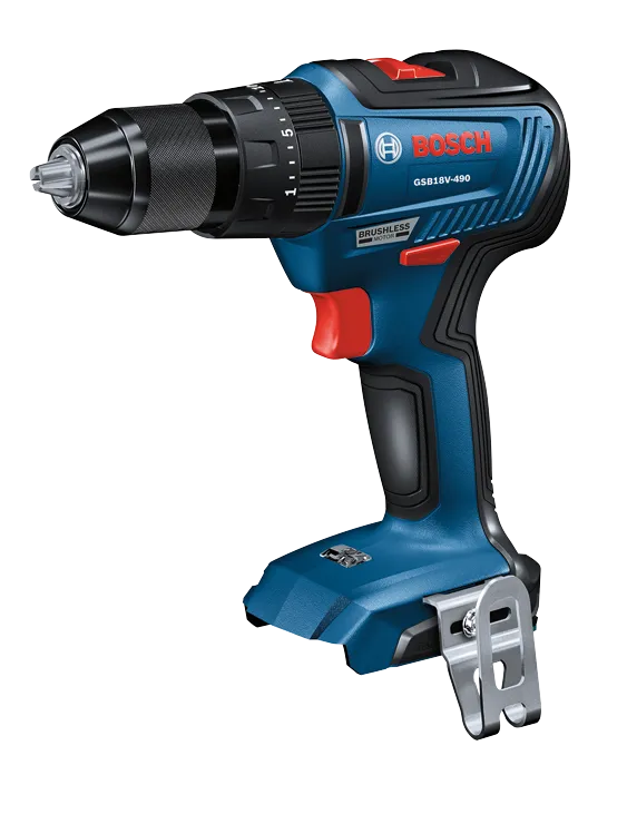 Bosch GSB18V-490 taladro percutor a batería, con motor sin escobillas.