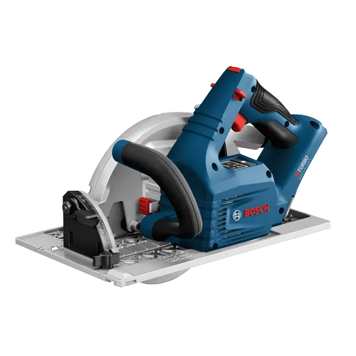 Sierra circular Bosch con texto 'TURBO' y 'BRUSHLESS'.