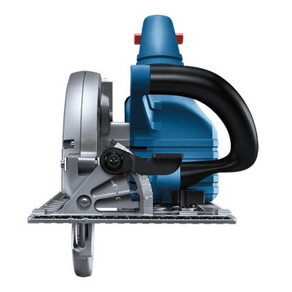 Serrucho circular Bosch, con empuñadura negra y cuerpo azul, con una hoja de sierra.