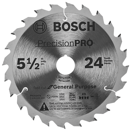 Hoja Pro Series para sierra de incisión de precisión, de 5-1/2" y 24 dientes