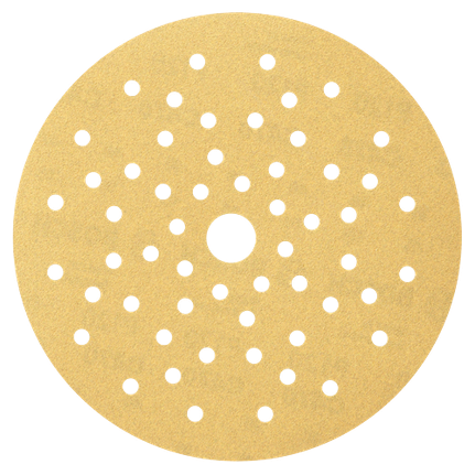 Discos de lijado con sistema de fijación con ganchos y bucles, varias perforaciones, de 6", calibre 120, 5 piezas