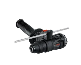 Taladro Bosch SDS plus con empuñadura negra y elemento naranja.