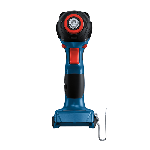 Llave de impacto Bosch azul y negro con detalles en rojo.