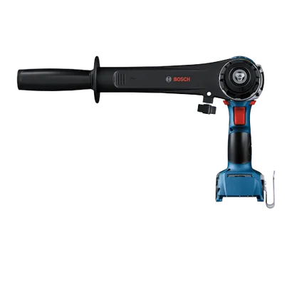 Amoladora angular eléctrica Bosch, con esquema de color negro y azul.