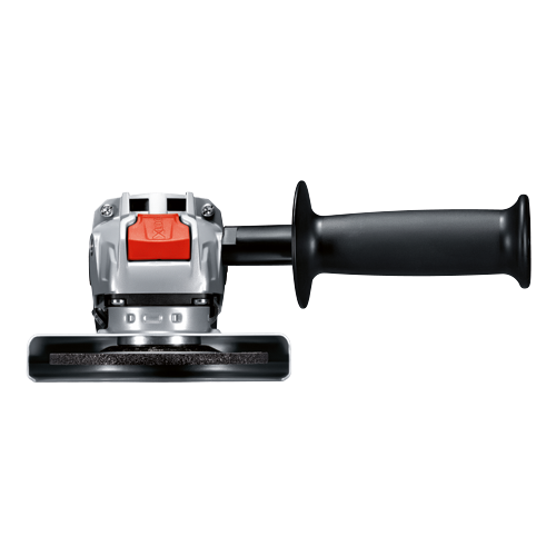 Amoladora angular Bosch X-LOCK, con empuñadura negra y botón rojo con “X-LOCK”.