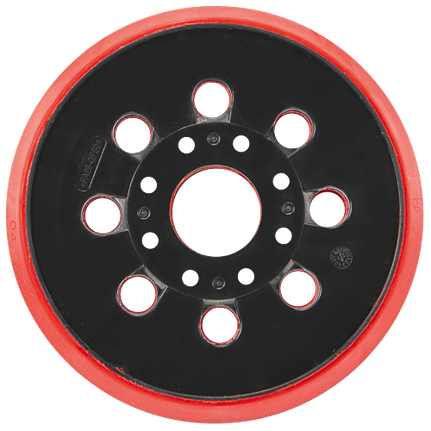 Almohadilla lijadora con varias perforaciones y sistema de fijación con ganchos y bucles de 5"