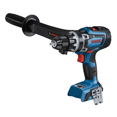 Bosch GSR18V-1330C HD Turbo taladro sin escobillas con mango negro adjunto.