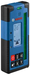 Dispositivo de medición Bosch con "20 mm" en pantalla, con botones que incluyen el símbolo de encendido, "X" e "Y".