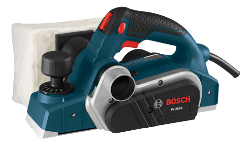 Cepillo eléctrico Bosch PL2632 con bolsa para polvo acoplada.