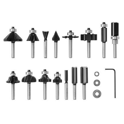 Juego de brocas con punta de carburo para madera para rebajadora, 15 piezas