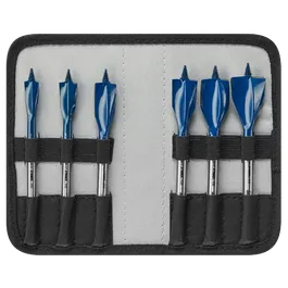 Juego de brocas para madera azules, "NAIL STRIKE™ 032", en estuche de tela gris.