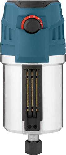 Herramienta eléctrica azul turquesa y plateada con ajustes de velocidad 1-6.