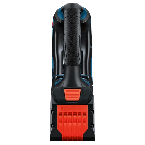 Herramienta Bosch, negra, azul y naranja, con texto "BOSCH" visible.