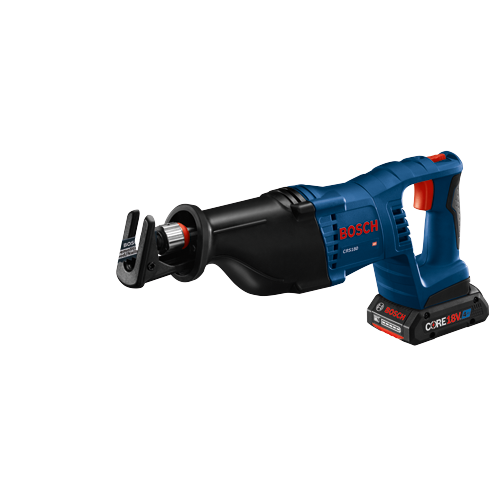 Serrucho alternativo Bosch CRS180, con batería 'CORE18V 4 Ah' y hoja 'EDGE EXTREME CUTS'.