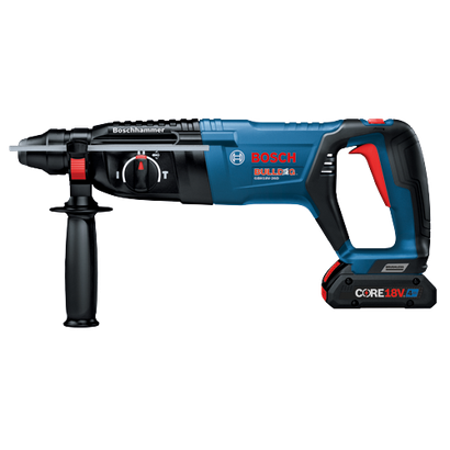 Bosch BULLDOG GBH18V-26D martillo perforador a batería, con batería CORE18V de 4 Ah.