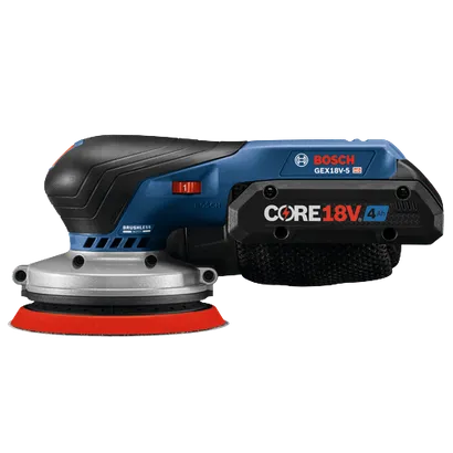 Lijadora orbital aleatoria Bosch GEX18V-5 HD, batería CORE18V 4Ah.