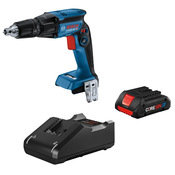 Bosch GTB18V-45 HD taladro sin escobillas, batería y cargador, con batería CORE18V 4Ah.