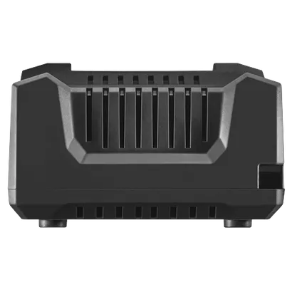 Dispositivo rectangular negro con rejillas de ventilación y dos patas.