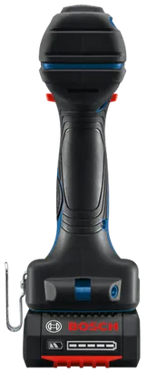 Taladro atornillador a batería Bosch con logotipo "BOSCH" visible e indicador de batería.