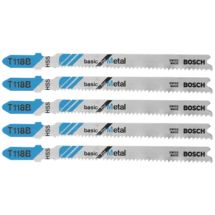 Hojas para sierra caladora con espiga en T, básicas para metal, 11-14 dientes por pulgada, 3-5/8", 5 piezas