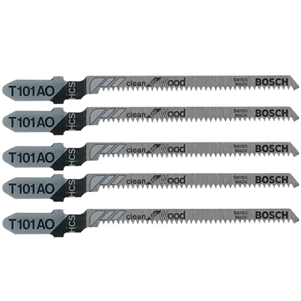 Hojas para sierra caladora con espiga en T, Clean for Wood, 20 dientes por pulgada, 5 piezas, 3-1/4"