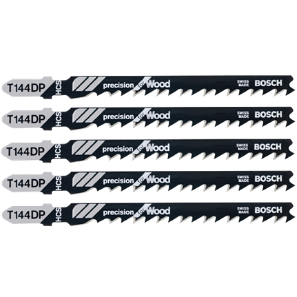 Hojas para sierra caladora con espiga en T, Precision for Wood, 5 piezas, 4", 6 dientes por pulgada