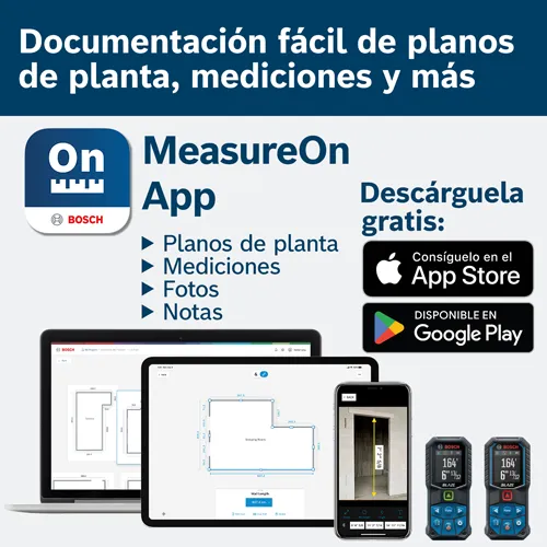 Aplicación Bosch MeasureOn Medición Láser Documentar Planos de Planta