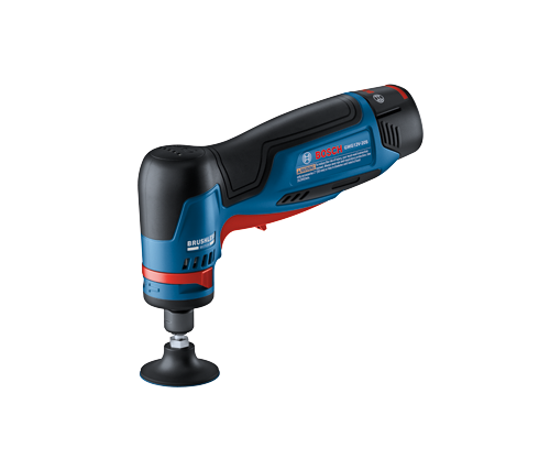 Bosch GWG12V-20S herramienta con motor sin escobillas con texto de ADVERTENCIA: Para reducir el riesgo de lesiones, el usuario debe leer el manual de instrucciones. Use siempre protección para los ojos y las vías respiratorias. Utilice únicamente accesorios de 2" (50 mm) o menos de diámetro y con una clasificación de al menos 16.000/min.