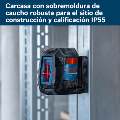 Bosch Professional GLL 50-20 G, carcasa con revestimiento de goma resistente para el lugar de trabajo y clasificación IP55.